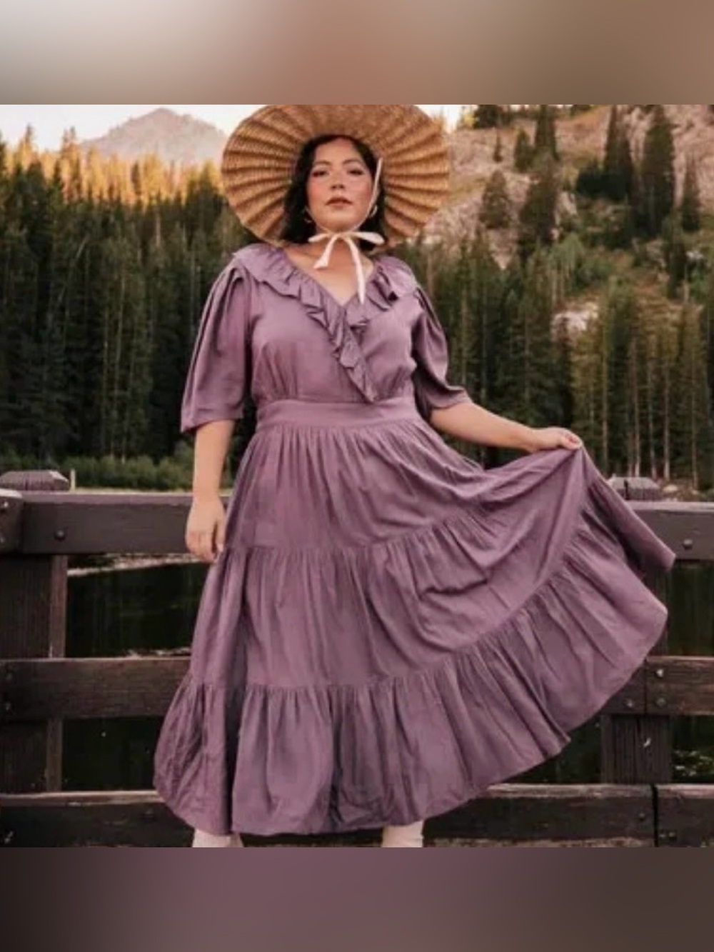 JessaKae Gemma Ruffled Dress Size 3X Women’s Purple Prairie Boho Tiered Maxi